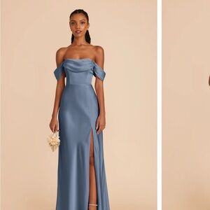 Birdy Grey Blue Slit Gown for Wedding